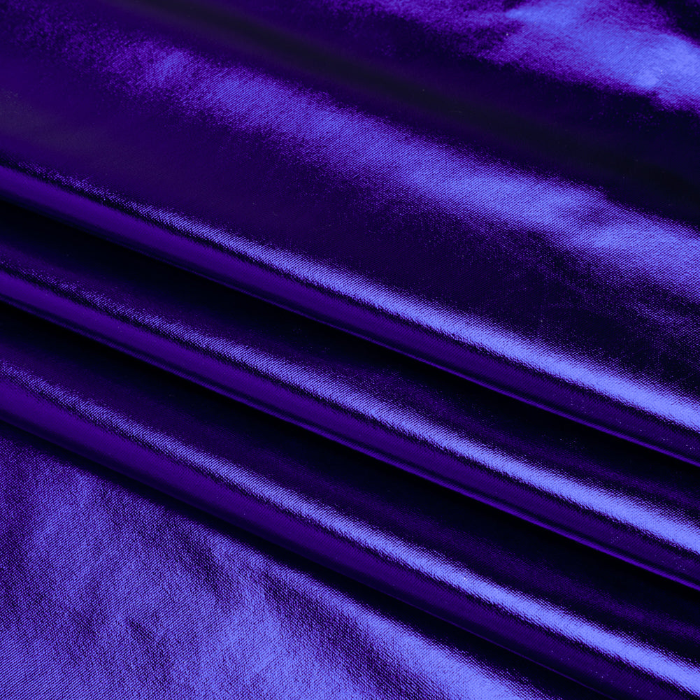 Metallic Foiled Polyester Jersey Knit - Royal Blue - Amalthea Collection - Folded