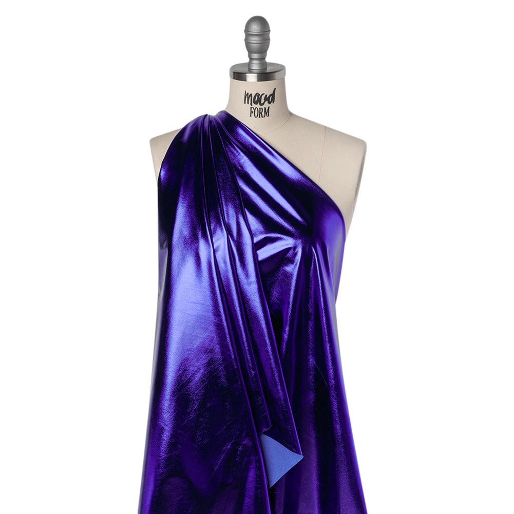 Metallic Foiled Polyester Jersey Knit - Royal Blue - Amalthea Collection - Drape