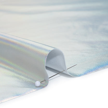 Metallic Foiled Polyester Jersey Knit - Holographic Silver - Amalthea Collection Detail