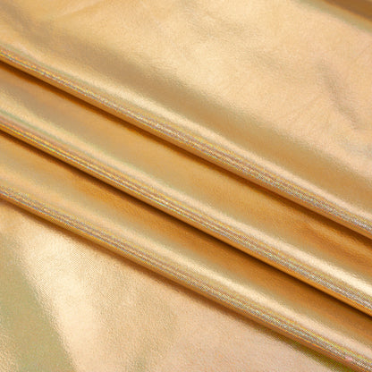 Metallic Foiled Polyester Jersey Knit - Holographic Gold - Amalthea Collection Folded