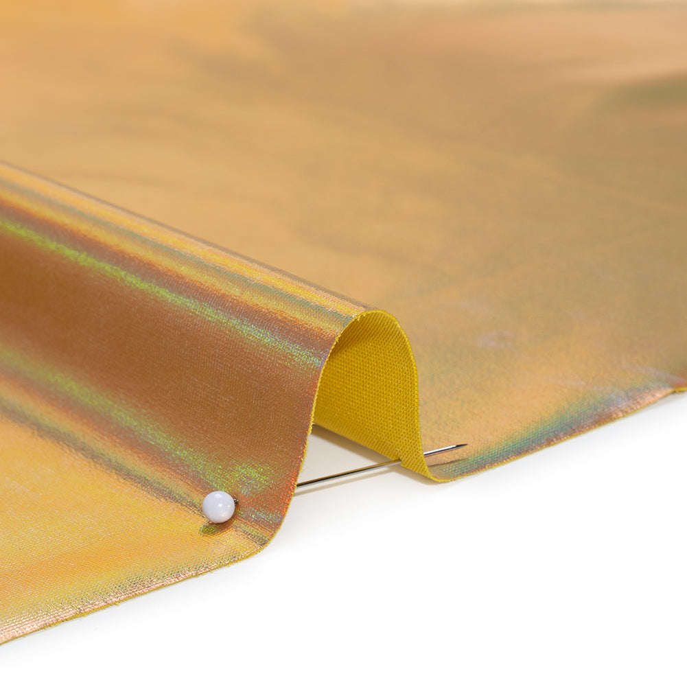 Metallic Foiled Polyester Jersey Knit - Holographic Gold - Amalthea Collection Detail