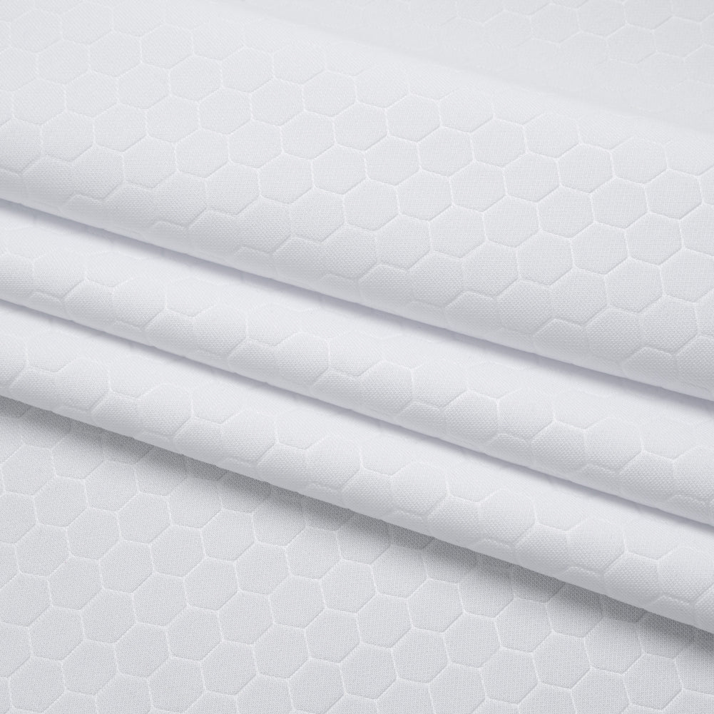 Yaya Han Stretch Scuba Knit - White Hexagons - Cosplay Collection - Folded