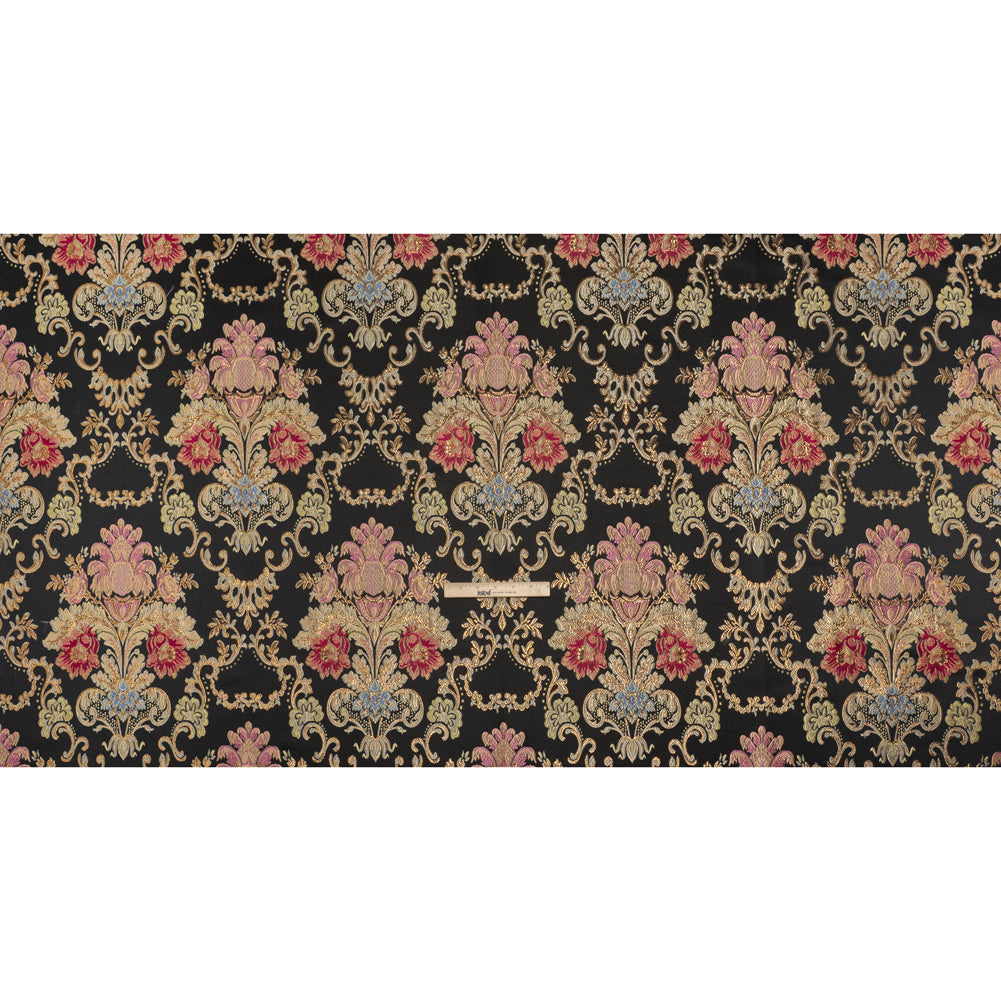 Yaya Han Metallic Polyester Brocade - Black, Red and Sage Green Floral Damask - Cosplay Collection