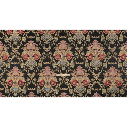 Yaya Han Metallic Polyester Brocade - Black, Red and Sage Green Floral Damask - Cosplay Collection