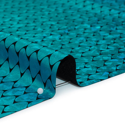 Yaya Han Holographic Foiled Stretch Spandex Polyester Jersey - Metallic Turquoise Fish Scales - Cosplay Collection