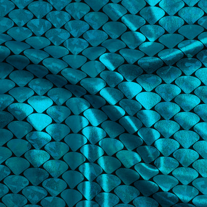 Yaya Han Holographic Foiled Stretch Spandex Polyester Jersey - Metallic Turquoise Fish Scales - Cosplay Collection