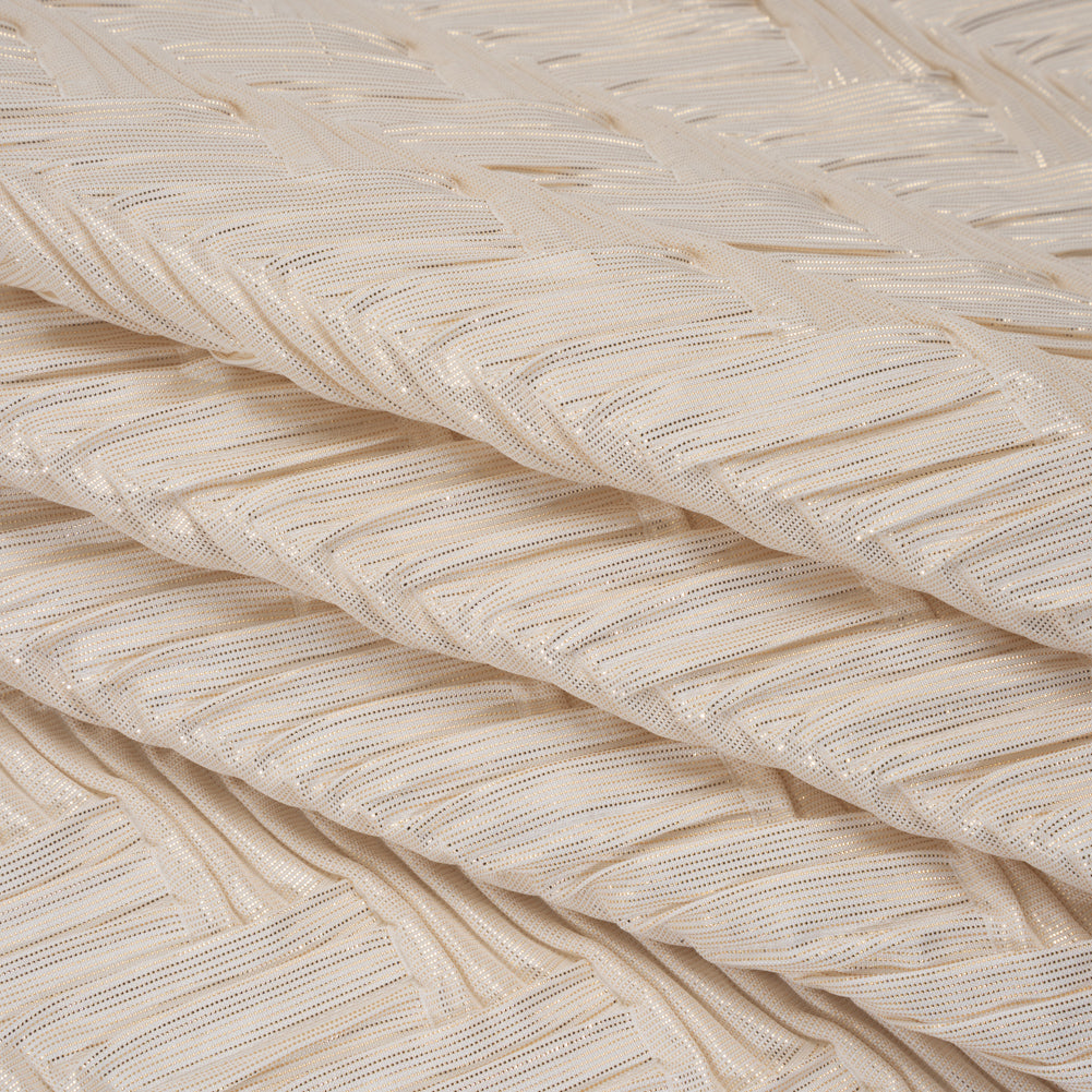 Yaya Han Puckered Novelty Woven - Cream and Gold Geometric Diagonal Stripes - Cosplay Collection - Folded