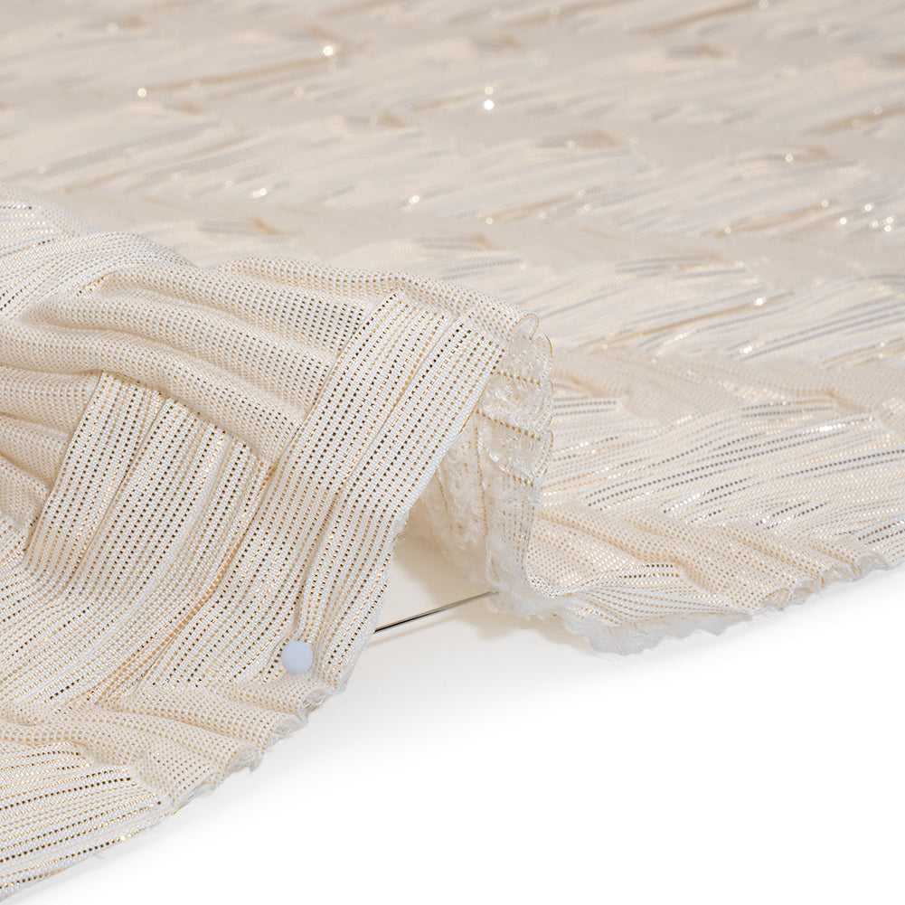 Yaya Han Puckered Novelty Woven - Cream and Gold Geometric Diagonal Stripes - Cosplay Collection - Detail