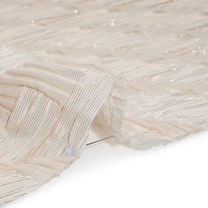 Yaya Han Puckered Novelty Woven - Cream and Gold Geometric Diagonal Stripes - Cosplay Collection