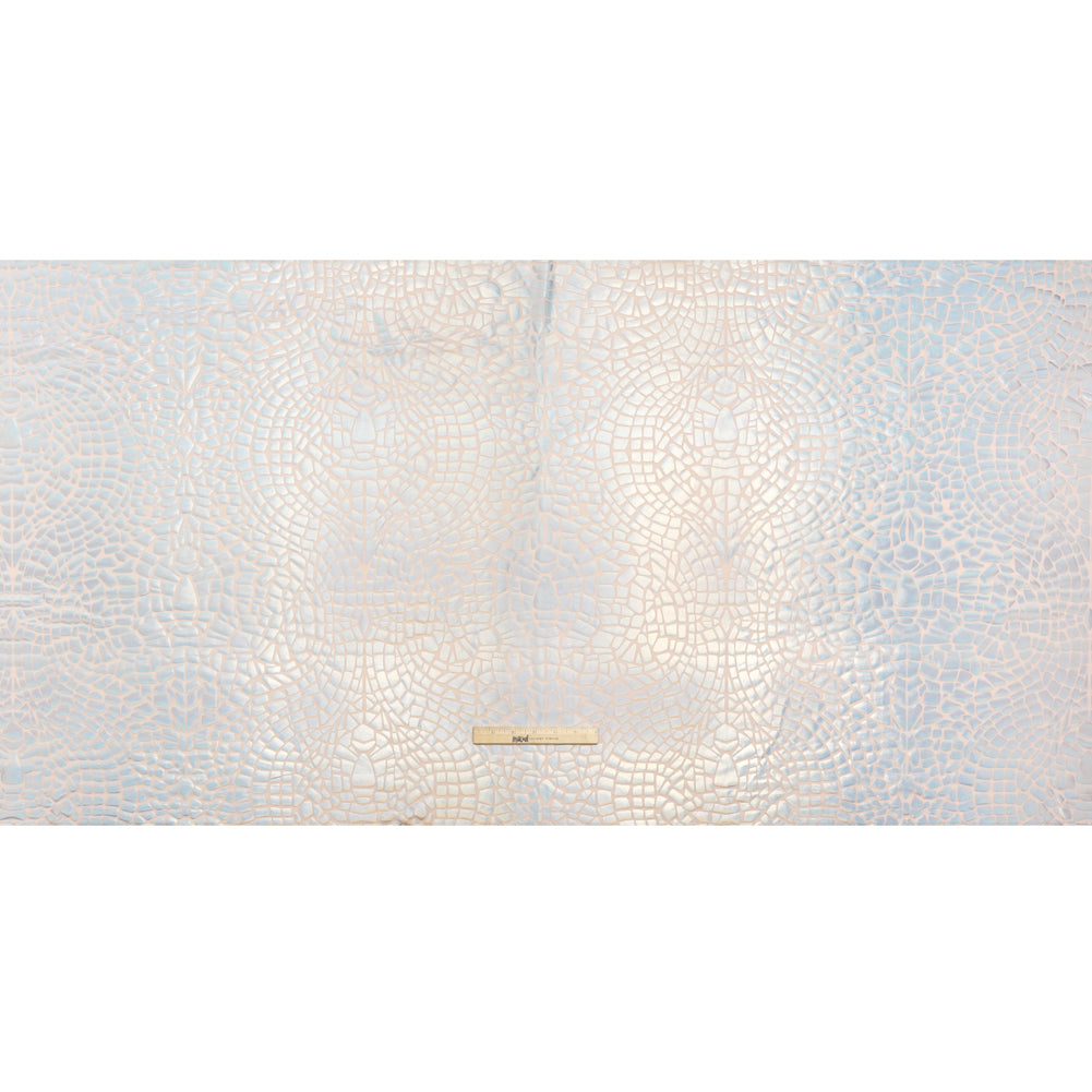 Jersey de poliéster elástico con spandex y lámina holográfica Yaya Han - Plata metalizada iridiscente efecto vidrio roto abstracto - Colección Cosplay