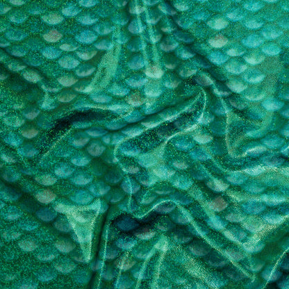 Yaya Han Metallic Foiled Stretch Spandex Polyester Jersey - Emerald Green Mermaid Scales and Tiny Dots - Cosplay Collection