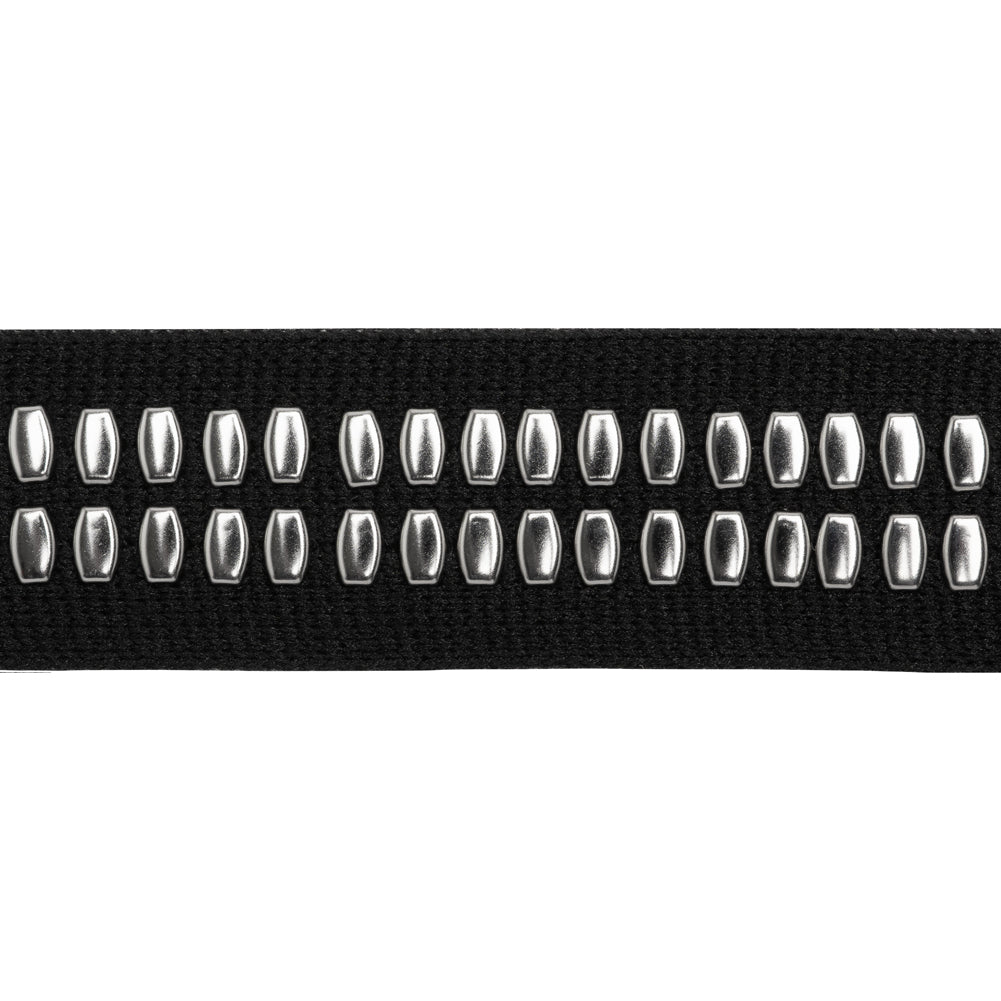 Yaya Han Studded Woven Trim - Hamburg Punk Silver and Black Faux Zipper, 0.75" - Cosplay Collection - Folded
