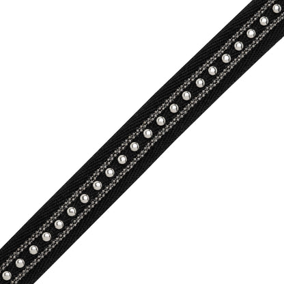 Yaya Han Twill Tape with Studs and Chains - Gothic Silver and Black, 0.75" - Cosplay Collection