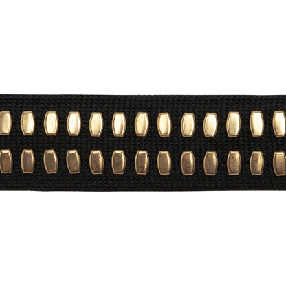 Yaya Han Studded Woven Trim - Hamburg Punk Gold and Black Faux Zipper, 0.75" - Cosplay Collection