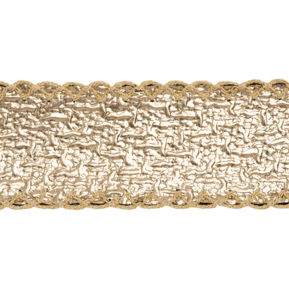Yaya Han Metallic Coated Woven Trim with Stitched Scalloped Edges - Gold and Black Textured, 1.75" - Cosplay Collection