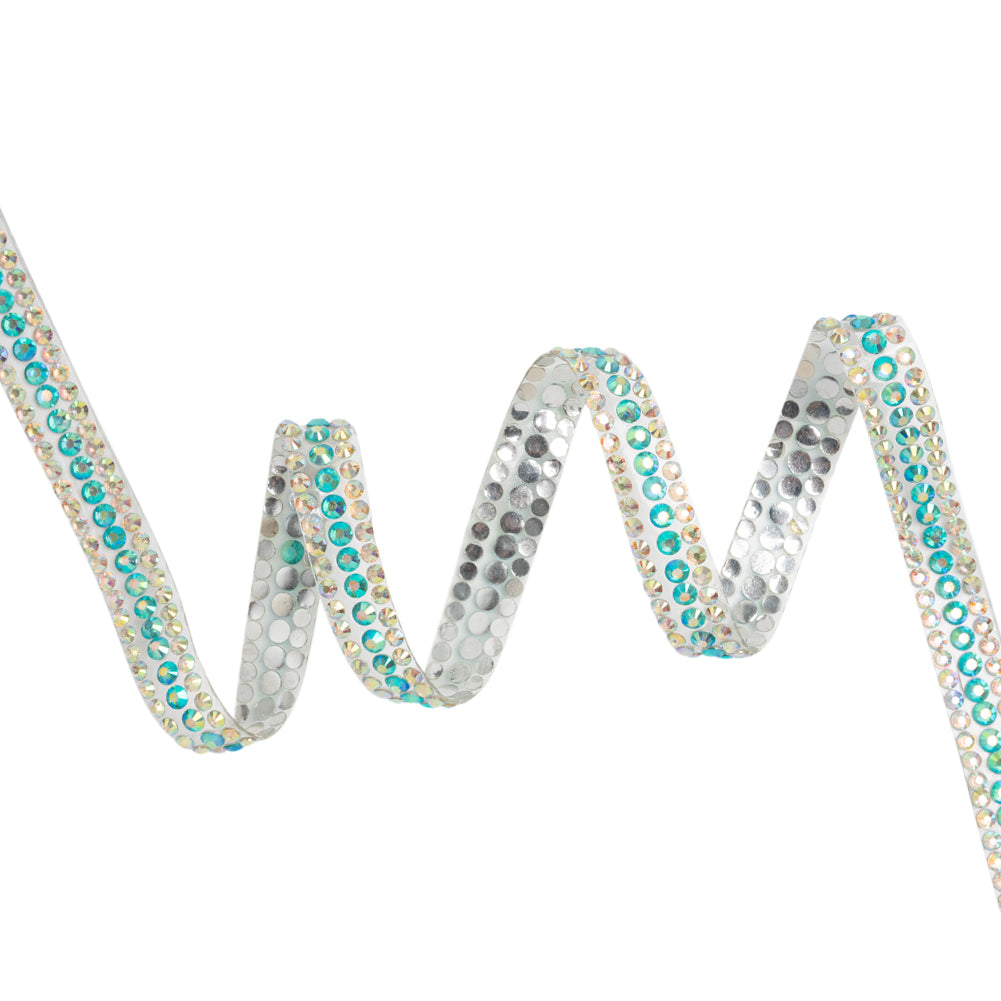 Yaya Han Iron-On Princess Crystal Rhinestone Trim - Iridescent Pink, Blue and Green 3 Rows, 0.63" - Cosplay Collection