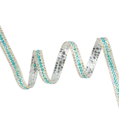 Yaya Han Iron-On Princess Crystal Rhinestone Trim - Iridescent Pink, Blue and Green 3 Rows, 0.63" - Cosplay Collection