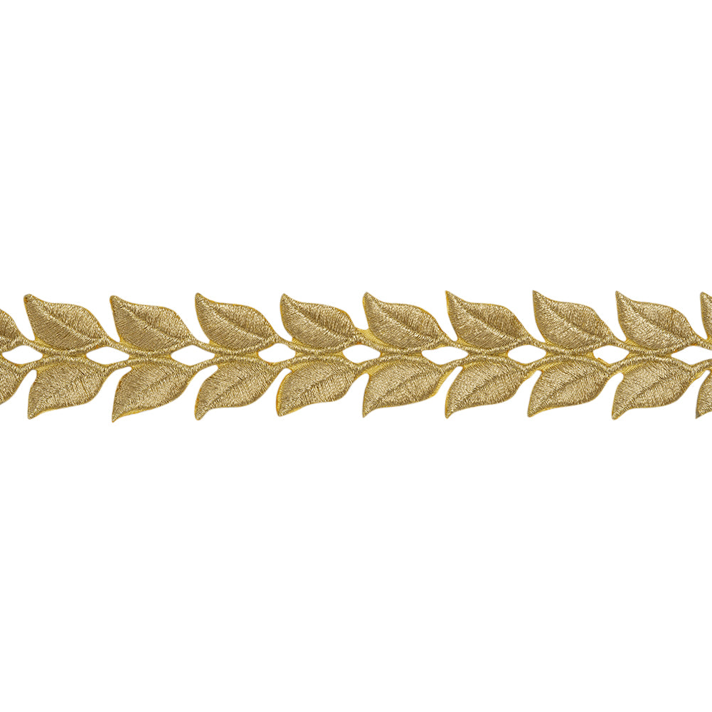 Yaya Han Iron-On Metallic Embroidered Trim - Gold Roman Leaves, 1.25" - Cosplay Collection - Folded