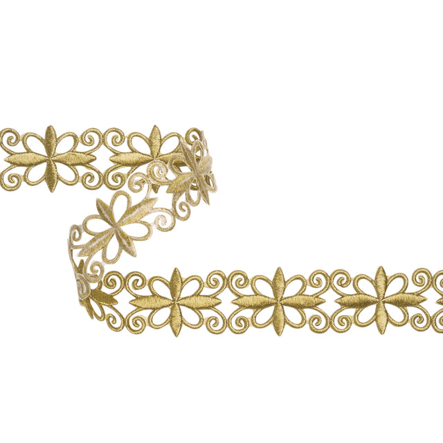 Yaya Han Iron-On Metallic Embroidered Trim - Gold Verona Filigree, 2" - Cosplay Collection