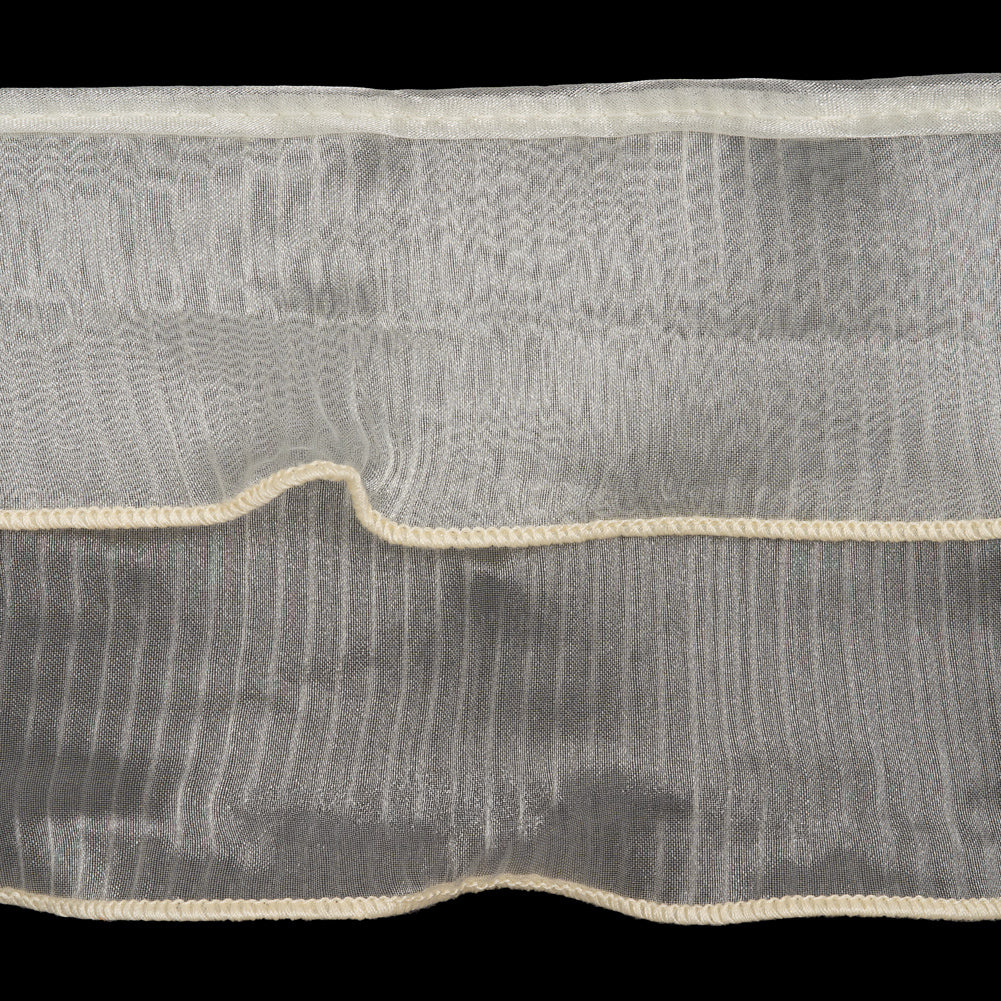 Yaya Han 2 Tier Pleated Crystal Organza Trim - Ivory, 4" - Cosplay Collection