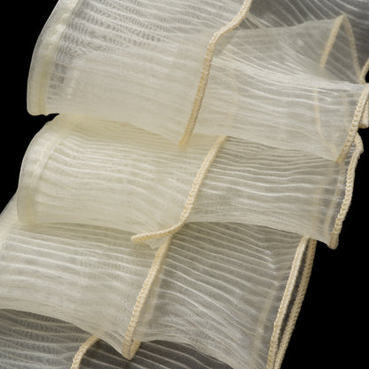 Yaya Han 2 Tier Pleated Crystal Organza Trim - Ivory, 4" - Cosplay Collection