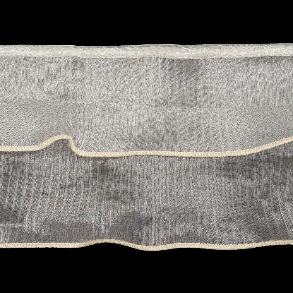 Yaya Han 2 Tier Pleated Crystal Organza Trim - Ivory, 4" - Cosplay Collection