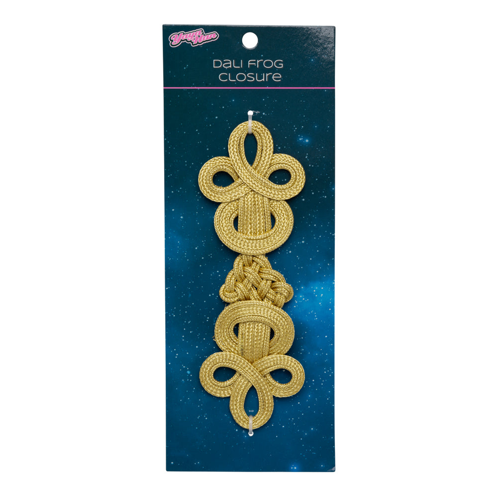 Yaya Han Metallic Faux Frog Closure Applique - Dali Gold Knots, 6.75" x 2.375" - Cosplay Collection - Folded