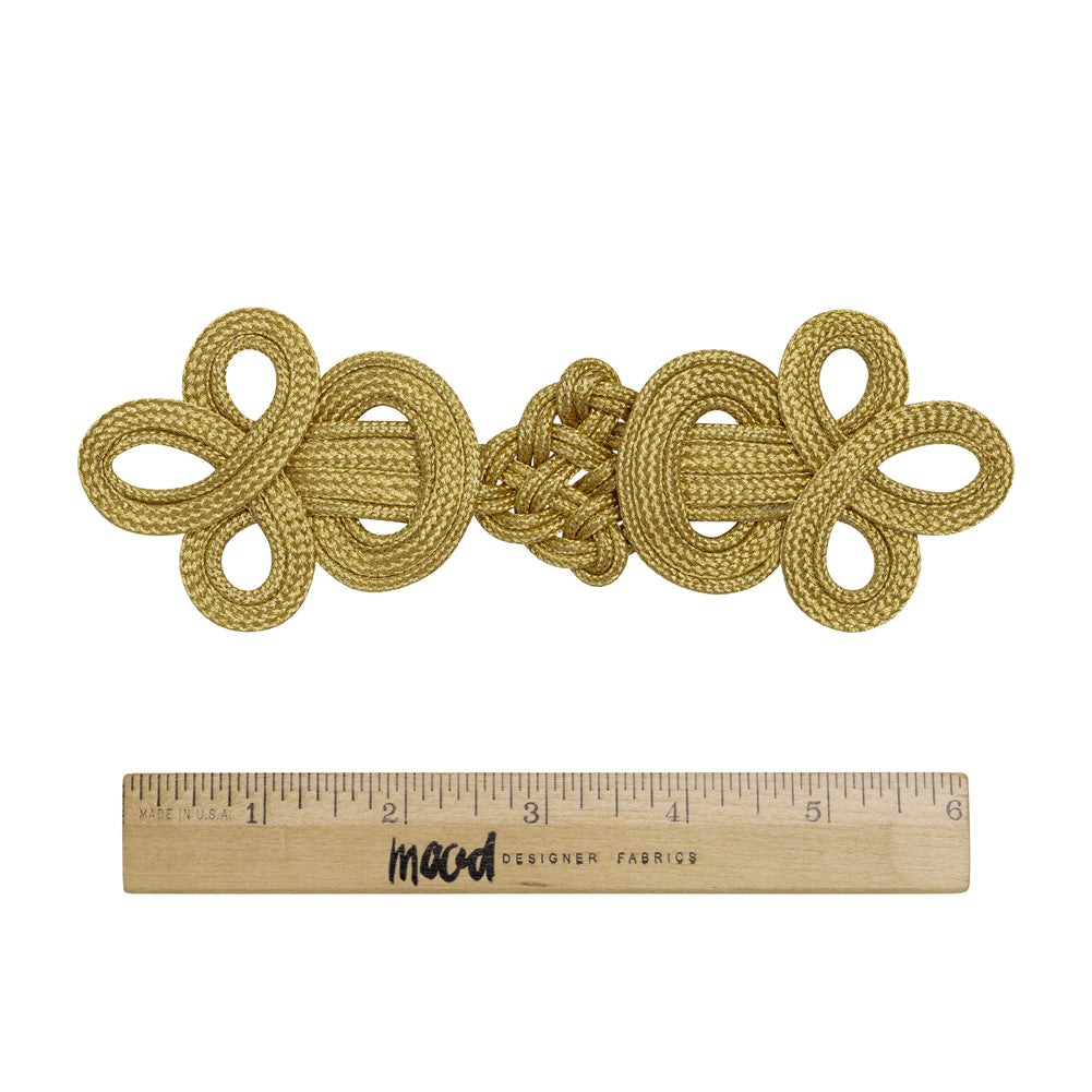 Yaya Han Metallic Faux Frog Closure Applique - Dali Gold Knots, 6.75" x 2.375" - Cosplay Collection - Full