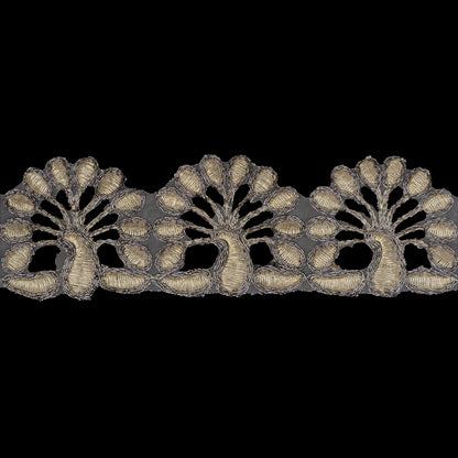 Yaya Han Metallic Embroidered Trim - Gold Peacocks, 2.5" - Cosplay Collection
