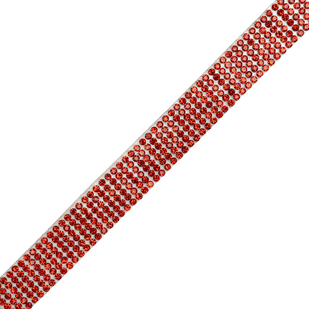 Yaya Han Iron-On Rhinestone Trim - 6-Row Crimson Red Crystal, 0.5" - Cosplay Collection - Folded