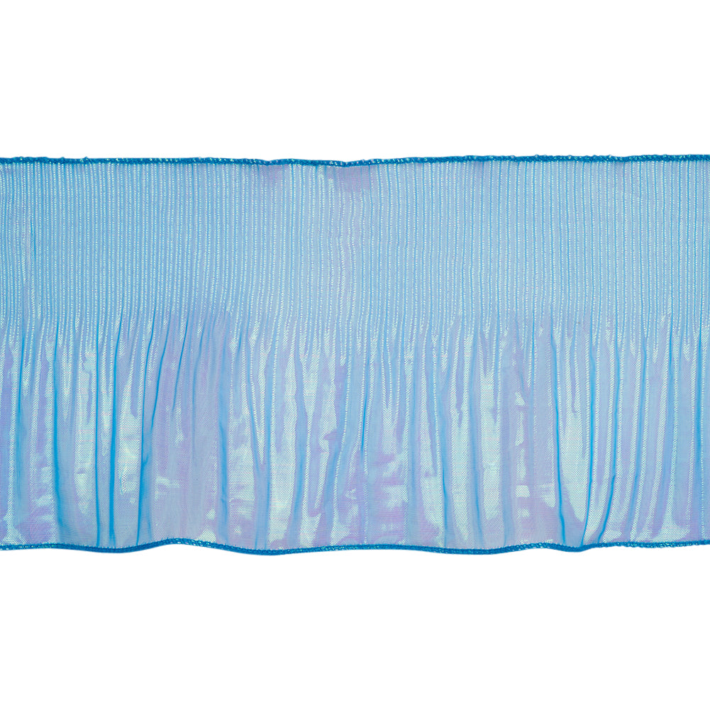 Yaya Han Pleated Ruffle Organza Trim - Mermaid Blue and Green Iridescent, 5.5" - Folded