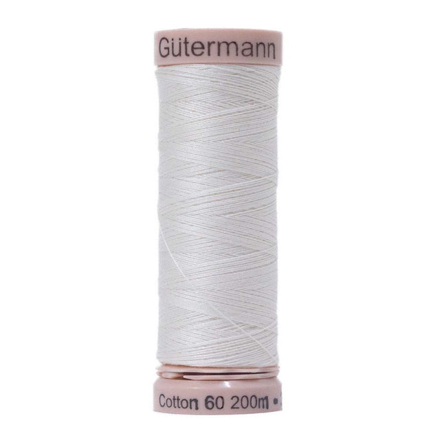 Gutermann 60 Wt Natural Cotton Thread 200m - 1016 White