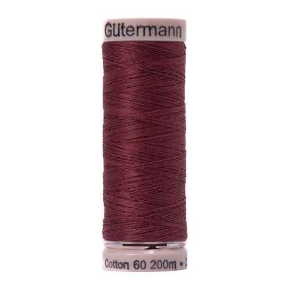 Gutermann 60 Wt Natural Cotton Thread 200m - 4750 Dark Mahogany