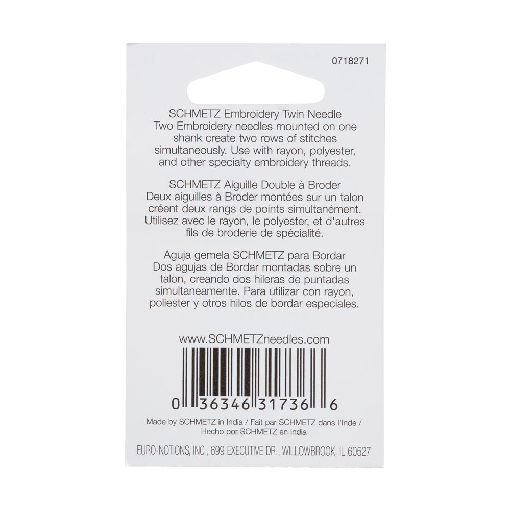 Schmetz Double Embroidery Twin Machine Needle - 2.0/75 - 1 ct - Detail