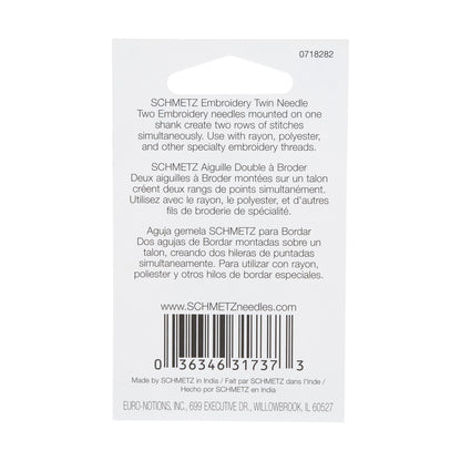 Schmetz Double Embroidery Twin Machine Needle - 3.0/75 - 1 ct