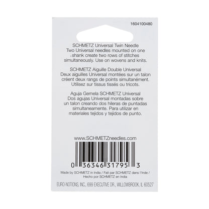 Schmetz Universal Twin Machine Needle - 4.0/90 - 1 ct