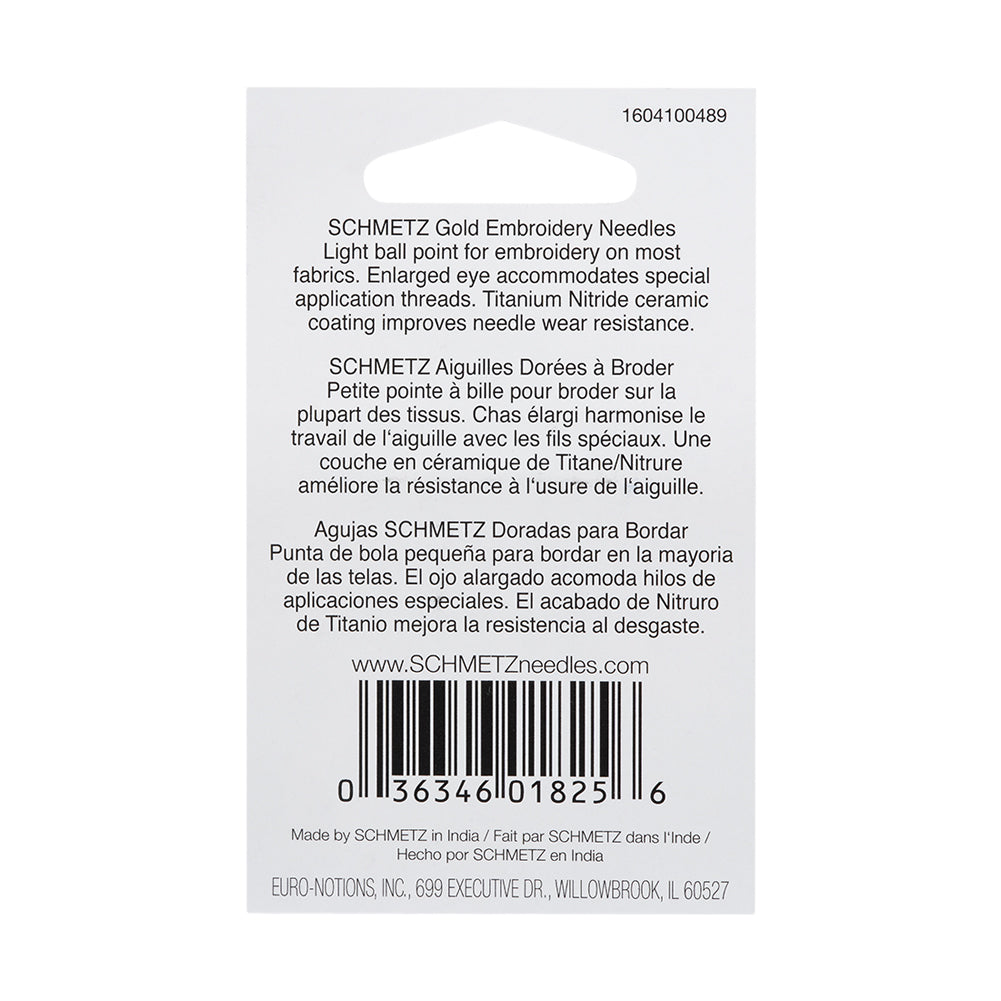 Schmetz Gold Embroidery Machine Needles - 90/14 - 5 ct