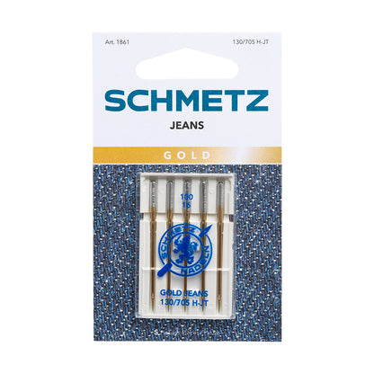 Schmetz Gold Plated Denim/Jeans Machine Needles - 100/16 - 5 ct