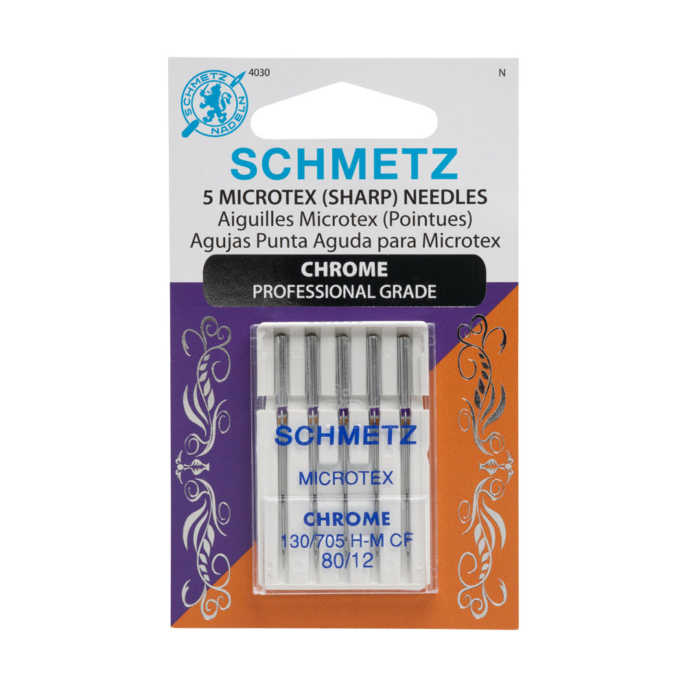 Schmetz Chrome Microtex Sharp Machine Needles - 80/12 - 5 ct