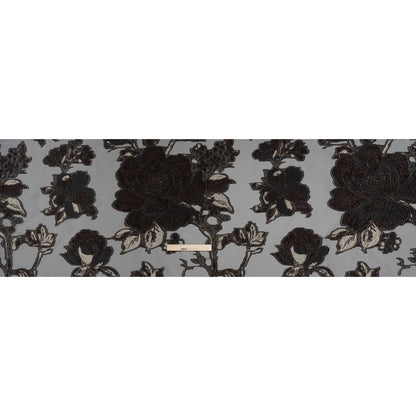 Metallic Polyester and Acetate Burnout Brocade - Beige, Dark Brown and Black Rose Garden Full