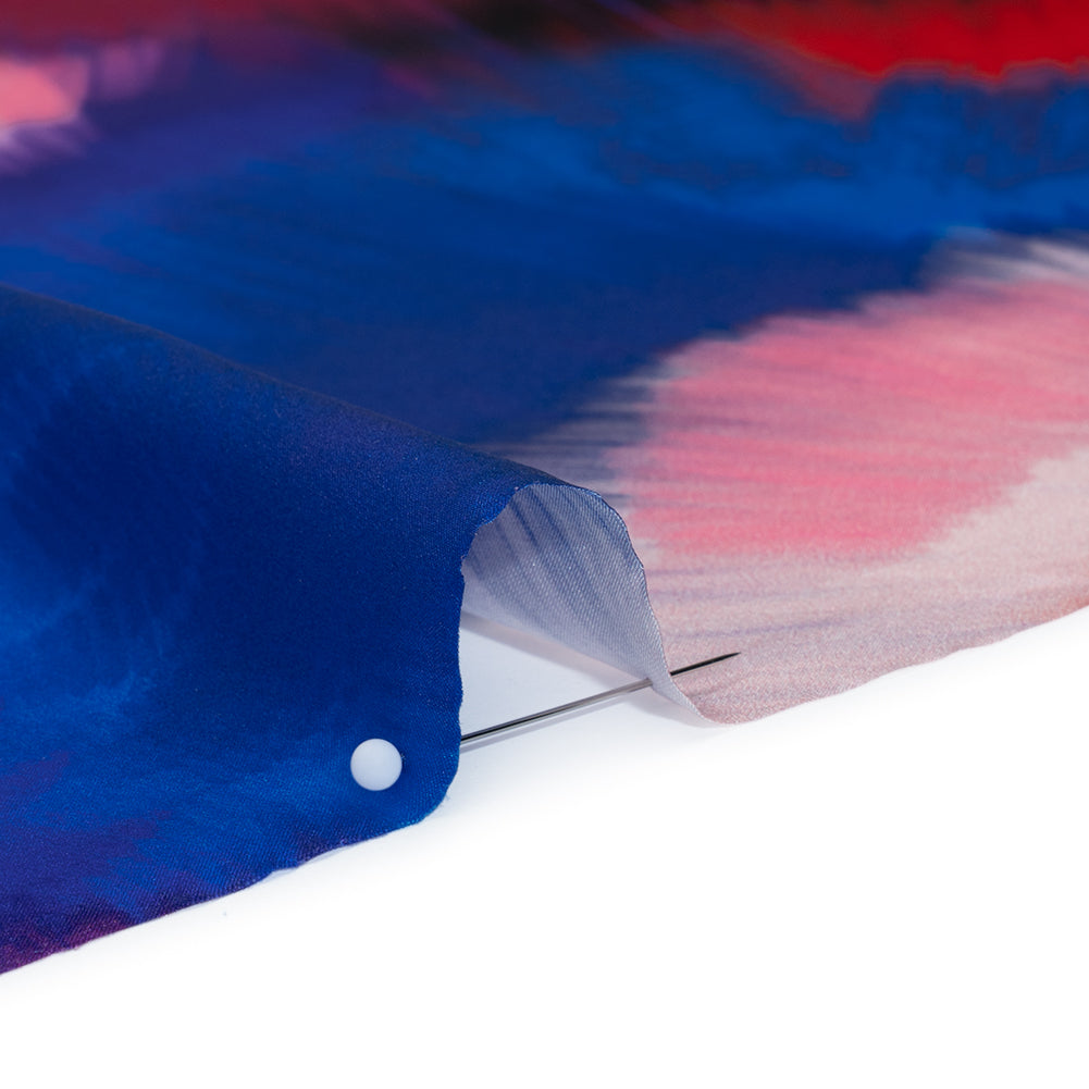 Silk Charmeuse Print 16MM, Made in Italy - Blue, Hot Pink and Red Painted Bursts Full