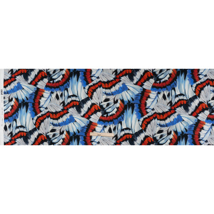 Silk Charmeuse Print 16MM, Made in Italy - Red, Blue and White Butterfly Wings
