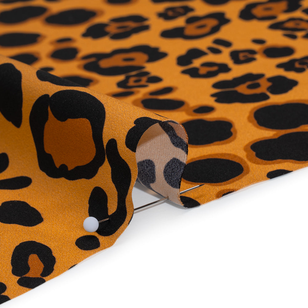 Silk Charmeuse Print 16MM, Made in Italy - Tan, Brown and Black Animal Spots - Full
