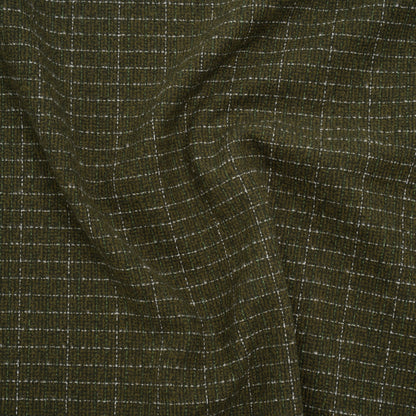 Yarn-Dyed Cotton Flannel - Olive Green and White Rectangle Checks - Deadstock