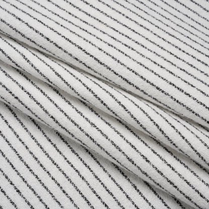 Yarn-Dyed Cotton Flannel - Black on White Chalk Stripes - Deadstock Folded
