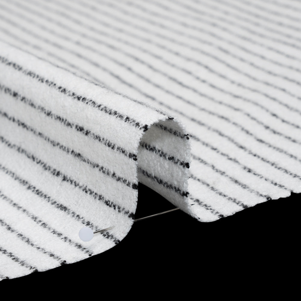 Yarn-Dyed Cotton Flannel - Black on White Chalk Stripes - Deadstock Detail