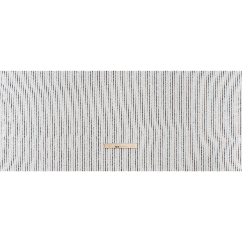 Yarn-Dyed Cotton Flannel - Black on White Chalk Stripes - Deadstock Full