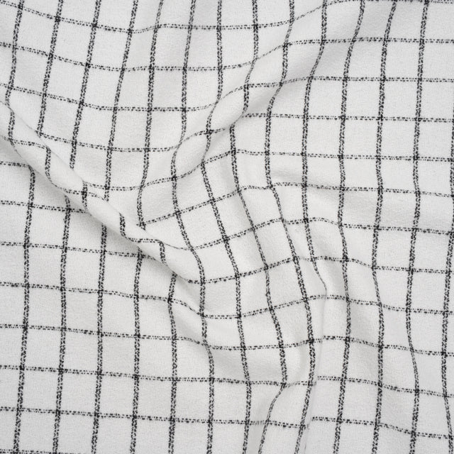 Yarn-Dyed Cotton Flannel - Black on White Windowpane Checks - Deadstock