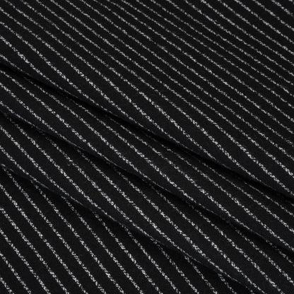 Yarn-Dyed Cotton Flannel - White on Black Chalk Stripes