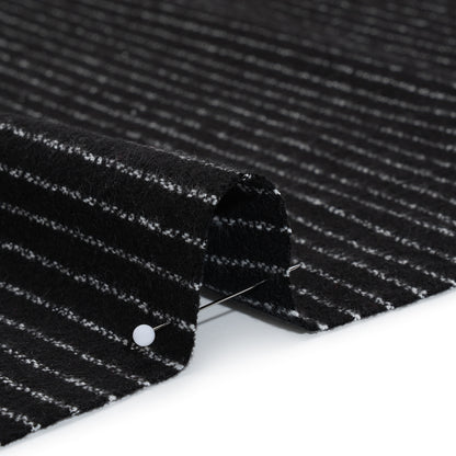 Yarn-Dyed Cotton Flannel - White on Black Chalk Stripes